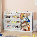 Kids Toy Storage Organizer with 3 Removable Plastic Bins Toddler Montessori Bookshelf with Stuffed Animal Net Holder Baby Bookcase Plush Organizer for Playroom, Bedroom,Kids Room,Classroom,Nursery by CozyNest Decor