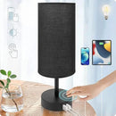 Yarra-Decor Bedside Lamp with USB Port - Touch Control Table Lamp for Bedroom 3 Way Dimmable Nightstand Lamp with Round Black Fabric Shade for Living Room, Dorm, Home Office (LED Bulb Included) by CozyNest Decor
