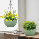 8 inch Small Hanging Planters Plant Pots for Indoor Outdoor Plants, 2 Pack Hanging Flower Pots with Drainage Holes and Chain for Garden Porch, Plastic Hanging Baskets for House Plants, Green by GreenHaven Gardens