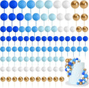 75 Pieces Cake Balls Topper Decorations Foam Cupcake Topper Mini Balloon Cake Topper Balls Cake Picks for Cake Deco Birthday Party Wedding（Blue Gold White Series） by TinyTreasures Baby Boutique