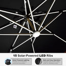 PURPLE LEAF 9' X 12' Double Top Deluxe Solar Powered LED Rectangle Patio Umbrella Offset Hanging Umbrella Outdoor Market Umbrella Garden Umbrella, Black by GreenHaven Gardens