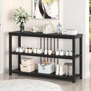 FOLUBAN Entryway Table, Modern Sofa Console Table with 3 Tier Storage Shelf for Living Room Hallway Foyer, Industrial Black Oak by CozyNest Decor
