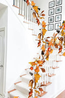 Lvydec Fall Maple Leaves Garland Decoration -6ft Artificial Fall Foliage Garland with White Pumpkins Pine Cone Autumn Decor for Halloween Thanksgiving Home Table Decor by CozyNest Decor