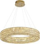 Dia 24" Modern Crystal Chandelier Gold Ring Chandelier Adjustable Height Luxury Crystal Pendant Ceiling Light Fixture for Dining Living Room Bedroom by CozyNest Decor