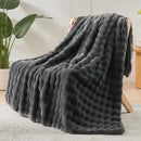 NEWCOSPLAY Faux Fur Twin Blanket Grey Bubble Blanket Thick Warm Soft for Couch Sofa Bed 550GSM (Grey, Twin(60"x80")) by CozyNest Decor