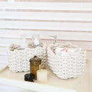 Sea Team 3-Pack Rectangle Woven Cotton Rope Storage Baskets with Handles, Shelf Basket, Closet Organizers, 3-in-1, White by CozyNest Decor