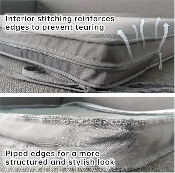 3-Pack Outdoor Patio Furniture Replacement Cushions Set–High-Elastic Sponge Cushions Fit 4-Piece Wicker Rattan Sofa, Loveseat & Chairs, 36x18x2 & 18x18x2, Waterproof, Fade-Resistant (Light gray), photo 4 of 6