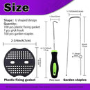 Swpeet 201Pcs U-Shaped Landscape Garden Stakes Staples and Plastic Fixing Gasket with Pick Hook Assortment Kit, Garden Lawn Landscape Staples for Irrigation Hoses, Fixed Fences, Artificial Turf Nails by GreenHaven Gardens