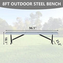 48" L Outdoor Steel Flat Bench, Heavy Duty Metal Park Bench for Outside, Expanded Metal, Commercial Benches Mesh Bench for Shopping Mall, Store, Lawn, Park, Patio, Deck, Garden (Grey, 8FT) by GreenHaven Gardens