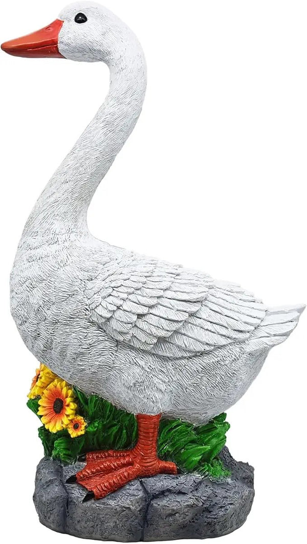 Porch Goose Statue Cygnus, Big Resin Garden Lawn Yard Décor, Sculpture, 20 inches High Figurine, Duck, Indoor and Outdoor, by GGTown TM