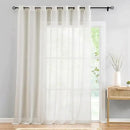 FMFUNCTEX Linen Sheer Sliding Door Curtains for Bedroom, Beige Curtains 108 Inches Long Window Curtain Drapes for Living Room, Natural Patio Glass Door Extra 100 Wide Curtain, Grommet Top 1 Panel by CozyNest Decor
