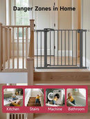 Baby Gate for Stairs, 29.5-40.5" Dog Gate for Doorways, Walk Thru Auto Close Metal Child Gate for The House, Stairs and Doorways, Pressure Mounted Pet Gate for Dog Indoor (Black) by TinyTreasures Baby Boutique