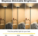 BoostArea Torchiere Floor Lamp, 30W Super Bright LED Standing Lamp, Stepless Dimmable Pole Lamp with 3000K Lighting, Rotary Switch, 70 Inch Tall Metal Modern Floor Lamps for Living Room/Bedroom Black by CozyNest Decor