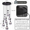 7 Light Raindrop Chandeliers, Bronze Teardrop Cluster Pendant Lights Kitchen Island, Black Dining Room Chandelier Over Table Hanging Pendant Lighting for High Ceiling, Entryway Staircase by CozyNest Decor