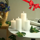 LUSHABOR Flameless Candles, 4 Pack Battery Operated Candles with Remote, Real Wax LED Fake Candles with Timer Flickering for Christmas Wedding Home Party D3 H 5" 6" 7" 9" White by CozyNest Decor