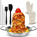 Al Pastor Skewer for Grill -Vertical Barbecue Stand Al Pastor, Kebabs, Shawarma, Gyros, with 10.5 inch base plate and 3 detachable sharp barbecue accessories (8”/10"/12”)& Brushes，Barbecue gloves by GreenHaven Gardens