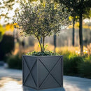 BAYN Metal Square Planter Box Tall Planters for Outdoor Plants Modern Heavy Duty with Drainage Holes for Outside Indoor Patio Deck - Grey, 17”x 17”x 18” by GreenHaven Gardens