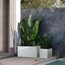 White Steel Planter Outdoor Indoor Planter Box Galvanized Steel Metal Large Planters Rectangular Flower Pot 31.5 In L x 16 In W x 16 In H Modern Commercial Residential for Trees Patio Deck Yard Garden by CozyNest Decor