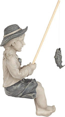 Design Toscano Big Catch Fisherwoman Nellie Girl with Fishing Pole Garden Statue, Medium 17 Inch Tall, Cast Stone Resin, Two Tone Stone Finish by GreenHaven Gardens