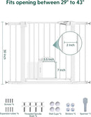 Babelio Baby Gate with Adjustable Cat Door,29-43" Auto Close Durable Pet door for Stairs,Doorways and House,Pressure Mounted,Easy Install,Effortless Walk Thru,White by TinyTreasures Baby Boutique