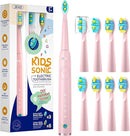 SEAGO Kids Electric Toothbrush, Rechargeable Sonic Soft Bristle Toothbrushes with 8 Brush Heads, DIY Stickers and 5 Modes, Ideal for Kids and Children, Ages 3–12,SG2303(Pink) by TinyTreasures Baby Boutique