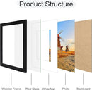 8x10 Picture Frame Set of 4, 8 x 10 Wood Photo Frames with Mat for 5x7, Wooden Frame with Real Glass Cover for Wall and Tabletop Display,Black by CozyNest Decor
