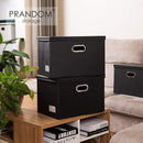 PRANDOM Large Collapsible Storage Bin with Lid [1-Pack] Leather Fabric Foldable Storage Box Organizer Containes Basket Cube with Cover for Home Bedroom Closet Office Nursery Black (17.7x11.8x11.8) by TinyTreasures Baby Boutique