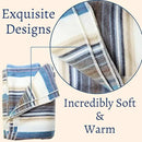 Alpaca Wool Throw Blanket | Super Soft, Lightweight, Breathable and Hypoallergenic | Non-Itchy or Scratchy (Blue White Varicolored, Queen (U.S. Standard)) by CozyNest Decor