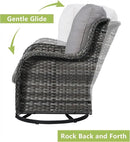 Outdoor Patio Swivel Rocker Chairs - Wicker Rattan Patio Swivel Rocking Chairs Set of 2 with High Back,Deep Seating and Comfort Cushions for Deck Porch Garden,Mixed Grey/Grey by GreenHaven Gardens