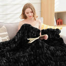 Ultra Soft Luxury Faux Fur Twin Blanket for Counch,Fuzzy Fluffy Plush Warm Cozy Elegant Wrinkled Blanket for Sofa Bedroom Living Room,（60"x80",Tie-dye Black） by CozyNest Decor