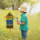 Wooden Butterfly House & Bee House for The Garden, Durable Bug Hotel W/Wooden Stake and Iron Roof, Insect Habitat On The Ground Or Hanging On The Tree, for Butterfly, Bee, Ladybug, Bug by GreenHaven Gardens