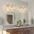 Modern Vanity Light 2-Lights Brushed Nickel Vanity Light Crystal Bathroom Wall Light Bathroom Light Fixtures by CozyNest Decor