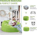 5FT Bean Bag Chair, Large Bean Bag Chairs with Memory Foam Filled, Fluffy Beanbag Sofa with Dutch Velvet Cover, Round BeanBag Chairs for Living Room, Playroom - Lime by TinyTreasures Baby Boutique