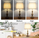 Touch Lamps for Bedrooms Set of 2, Farmhouse Table Lamp with Dual USB Charging Ports, 3 Way Dimmable Nightstand Lamps with Linen Fabric Lampshade for Bedroom (Pack 2-Beige Shade & Antique Brown) by CozyNest Decor