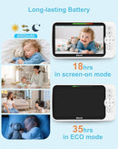 Upgrade Video Baby Monitor with Camera and Audio 6" Large Screen, 35-Hrs Battery, No WiFi Baby Monitor, Remote Pan/Tilt/Zoom Camera, 2-Way Talk, Night Vision, Temperature, 1000ft Range by TinyTreasures Baby Boutique