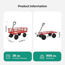 SUNNYFEEL 900 Lbs Capacity Heavy Duty Mesh Steel Garden Cart,Folding Utility Wagon with Removable Sides,10 Inch Flat Free Tires, Red by GreenHaven Gardens