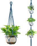 USLAI Macrame Plant Hanger Indoor Outdoor, Up to 4-15 inch Pot, Heavy 20lb Planters, Extra Long Strong Hanging Planter Basket Holder, Boho Home Decor, 35+72 Inch, Blue (POTS NOT Included) by GreenHaven Gardens