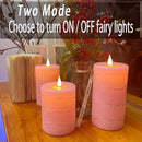 Pink Flameless Candles with String Lights Battery Operated Flickering LED Pillar Candles 4‘’ 5‘’ 6‘’ Candle with Remote Control, Set of 3 by CozyNest Decor