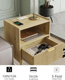 Nightstand,Modern Bedside Table with Storage Drawer and Open Wood Shelf, Accent Night Stand with Solid Wood Legs for Living Room, Bedroom and Small Spaces,Easy Assembly (Yellow Oak-Outlet) by CozyNest Decor