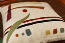 Kandinsky Contemporary Throw Pillow Cover - Cream | Modern Pillow Cases | Abstract Throw Pillows | Modern Boho Pillow | Abstract Chair Cushions | Hand Embroidered Cushion | Wool Size 18x18 by CozyNest Decor