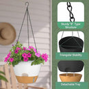 ZMTECH 12 Inch Hanging Planters for Indoor Outdoor Plants, 2 Pack Self Watering Hanging Plant Pots with Drainage Hole, Visual Reservoir, Plastic Flower Hanging Pots with Watering Lip (White) by CozyNest Decor