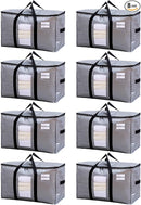 TAILI Extra Large Moving Bags, 8 Pack Silver Heavy Duty Totes For Storage with Visible Window, Wrap Around Handles, Storage Bags for Space Saving, Alternative to Moving Boxes by TinyTreasures Baby Boutique
