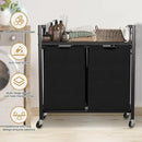 Laundry Hamper, Laundry Basket, Laundry Sorter with 2 Removable Bags, Clothes Basket with 2 Compartments, Wheels, Shelf for Laundry Room Bathroom Bedroom (2 Bags-Black) by CozyNest Decor