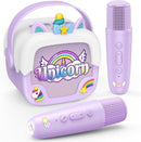 Mini Karaoke Machine for Kids Girls: Unicorn Portable Bluetooth Speakers with 2 Wireless Mic Toys for Girls Age 4-6 7 8 9 Years Old Girl Gifts Birthday Gifts for 5 6 7 8 9 10 11 Years Teens Purple by TinyTreasures Baby Boutique
