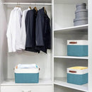Storage Bins Large Fabric Storage Baskets for Shelves 3 Pack, Decorative Linen Closet Baskets with Handles for Organizing, Shelf, Clothes, Home, Office, 15x11x9.5Inches (Teal&White) by CozyNest Decor