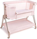 Baby Bedside Sleeper - Bassinet & Bedside Crib with Height Adjustment & Wheels - Can Be Placed Next to Bed - Attaches to Parents Bed - Easy to Fold & Carry Bassinet for Girls (Pink) by CozyNest Decor
