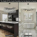 Modern Black Crystal Tree Branch Chandelier,14-Light 40" Black K9 Crystal Chandeliers for Living Room, Round Chandelier for Dining Room,High Ceiling,Kitchen Island,Foyer,Staircase by CozyNest Decor
