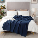 EMME Cotton Blanket Queen Size for Bed Soft Large Muslin Bed Blankets 90"x90" Lightweight Breathable All Season Gauze Blanket, Navy by CozyNest Decor