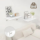 24" Floating Shelves for Wall, 12" Deep Slim White Floating Shelves, Wall-Mounted Shelves for Bedroom, Living Room, Kitchen, Bathroom - Set of 2 by CozyNest Decor