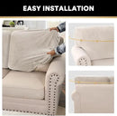 PrinceDeco Sectional Couch Covers Velvet Cushion Covers for Sectional Couch Cushion Covers for Sectional Sofa Separate Sectional Sofa Slipcovers Washable(1 Chaise Back+ 2 Sofa Back,Ivory) by CozyNest Decor